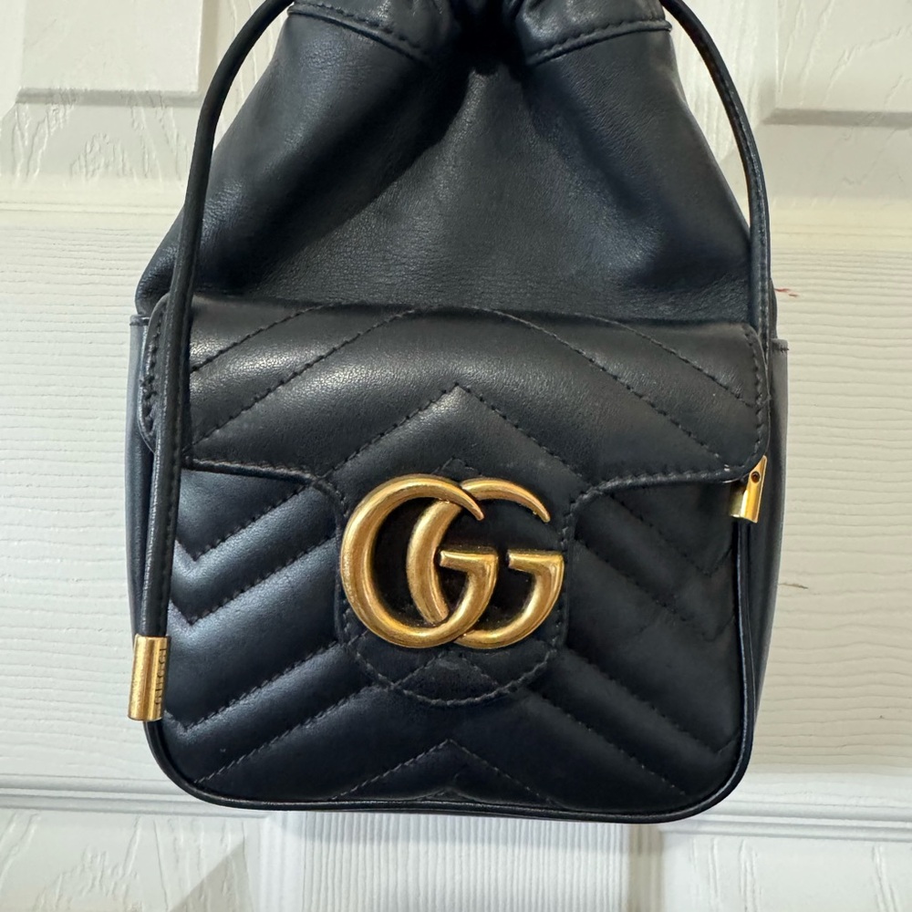 Gucci marmont front pocket mini bucket bag